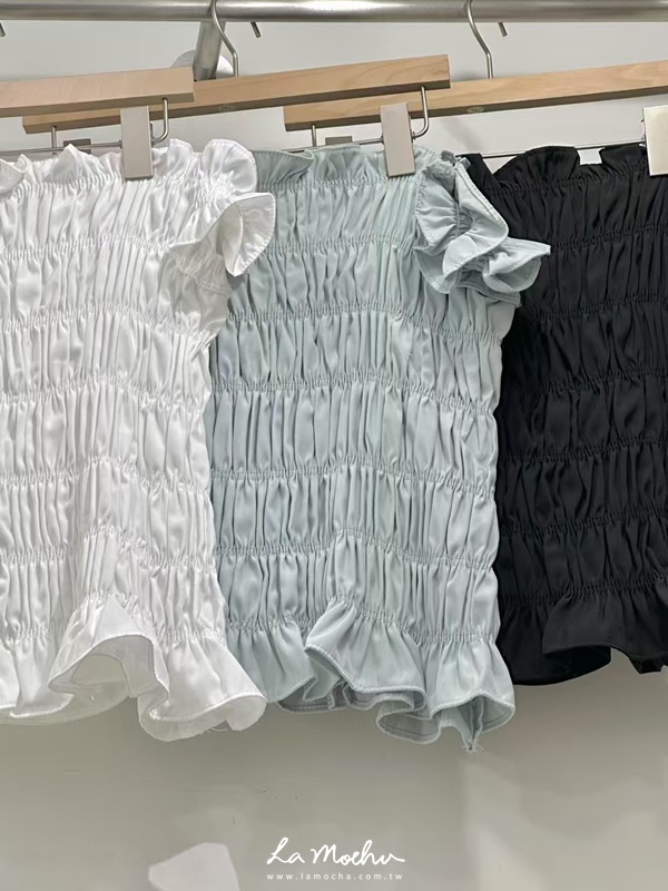 荷葉邊皺皺上衣(可一字領)